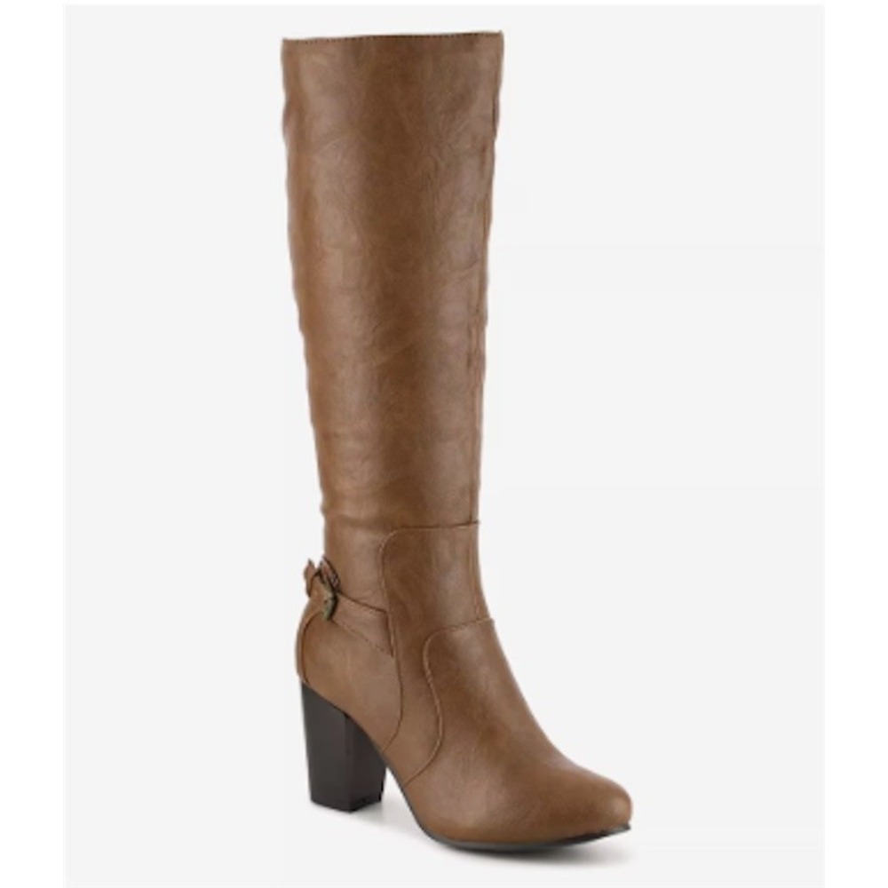 NWOT Journee 9 Carver KNEE HIGH BOOTS IN WIDE CALF Brown 126187